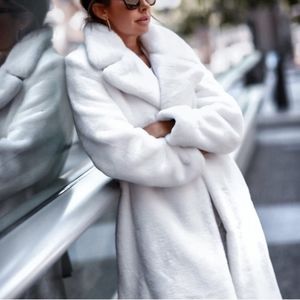 Avec Les Filles Notch Collar Faux Fur Coat